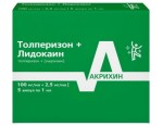 Толперизон+Лидокаин, раствор для внутримышечного введения 100 мг/мл+2.5 мг/мл 1 мл 5 шт ампулы