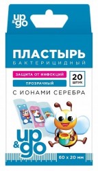 Пластырь бактерицидный, UP&GO (Ап энд Гоу) р. 60ммх20мм №20 детский набор Фэнтези тату на полимерной основе с ионами серебра прозрачный