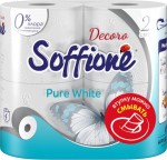 Туалетная бумага, Soffione (Соффионе) 4 шт Decoro Pure White 2-слойная белая